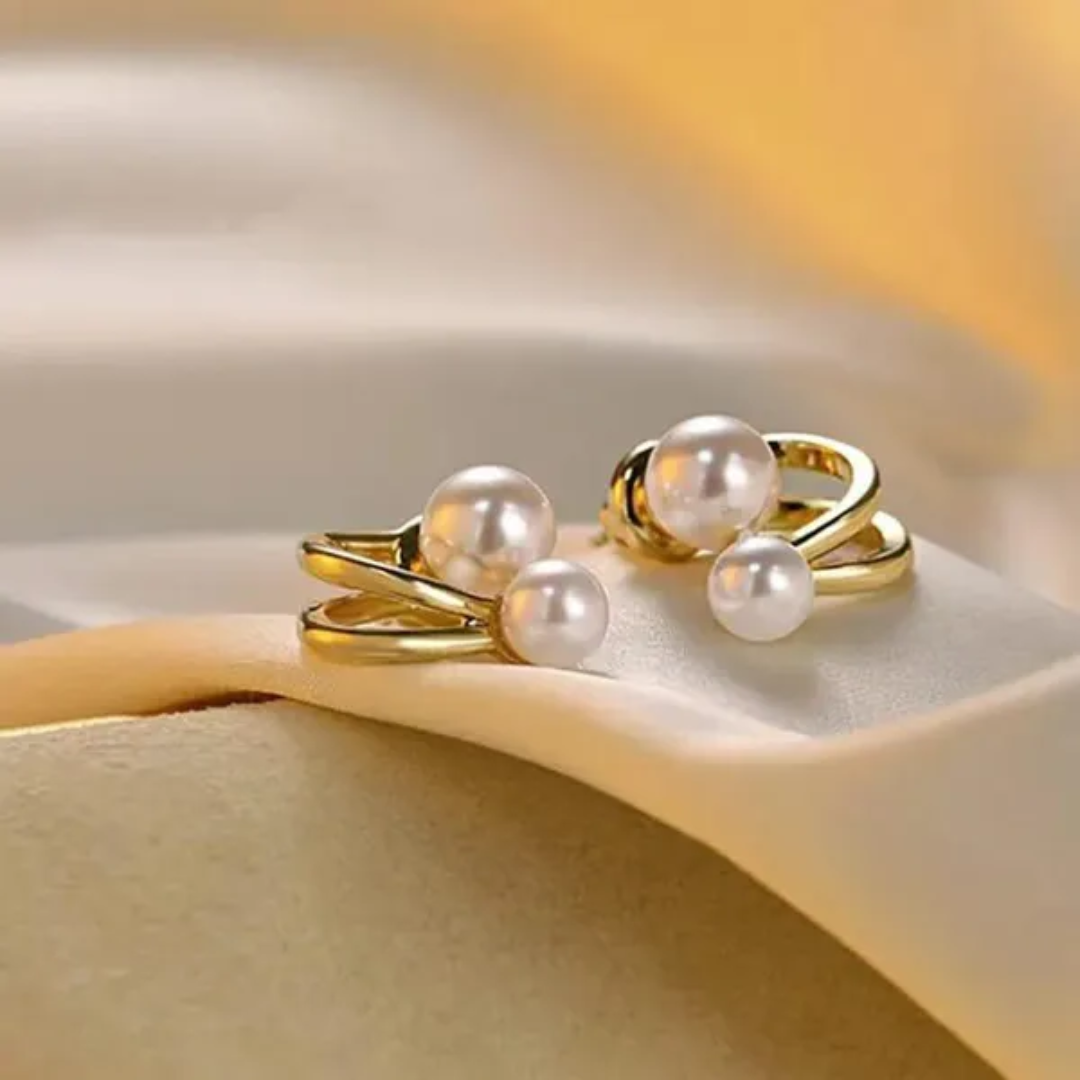 Minimalist Pearl and Gold Hoop Earrings