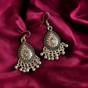 Antique Silver Teardrop Jhumka Earrings