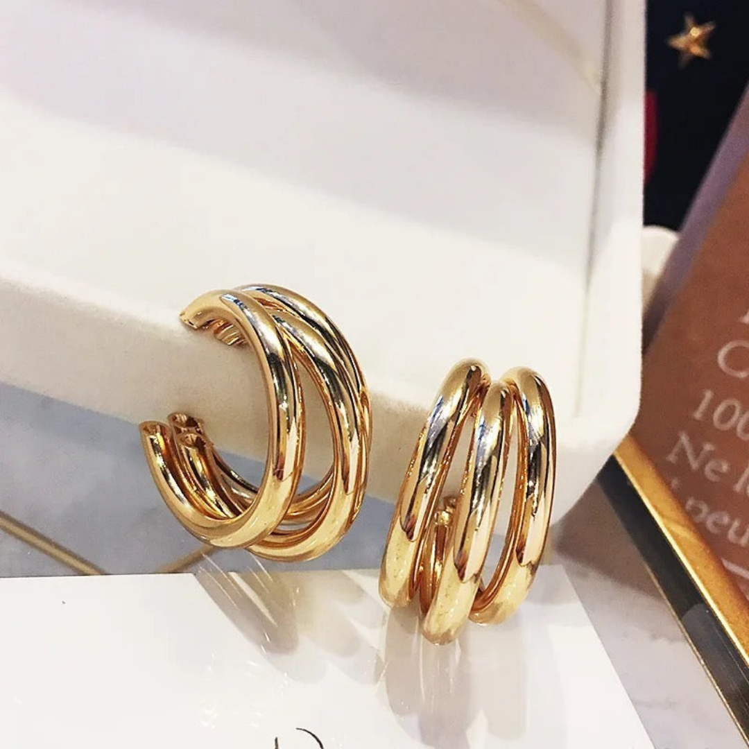 Triple Layer small golden hoops