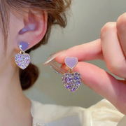 Purple Heart Crystal Earrings - Romantic and Stylish