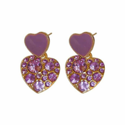 Purple Heart Crystal Earrings - Romantic and Stylish