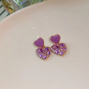 Purple Heart Crystal Earrings - Romantic and Stylish