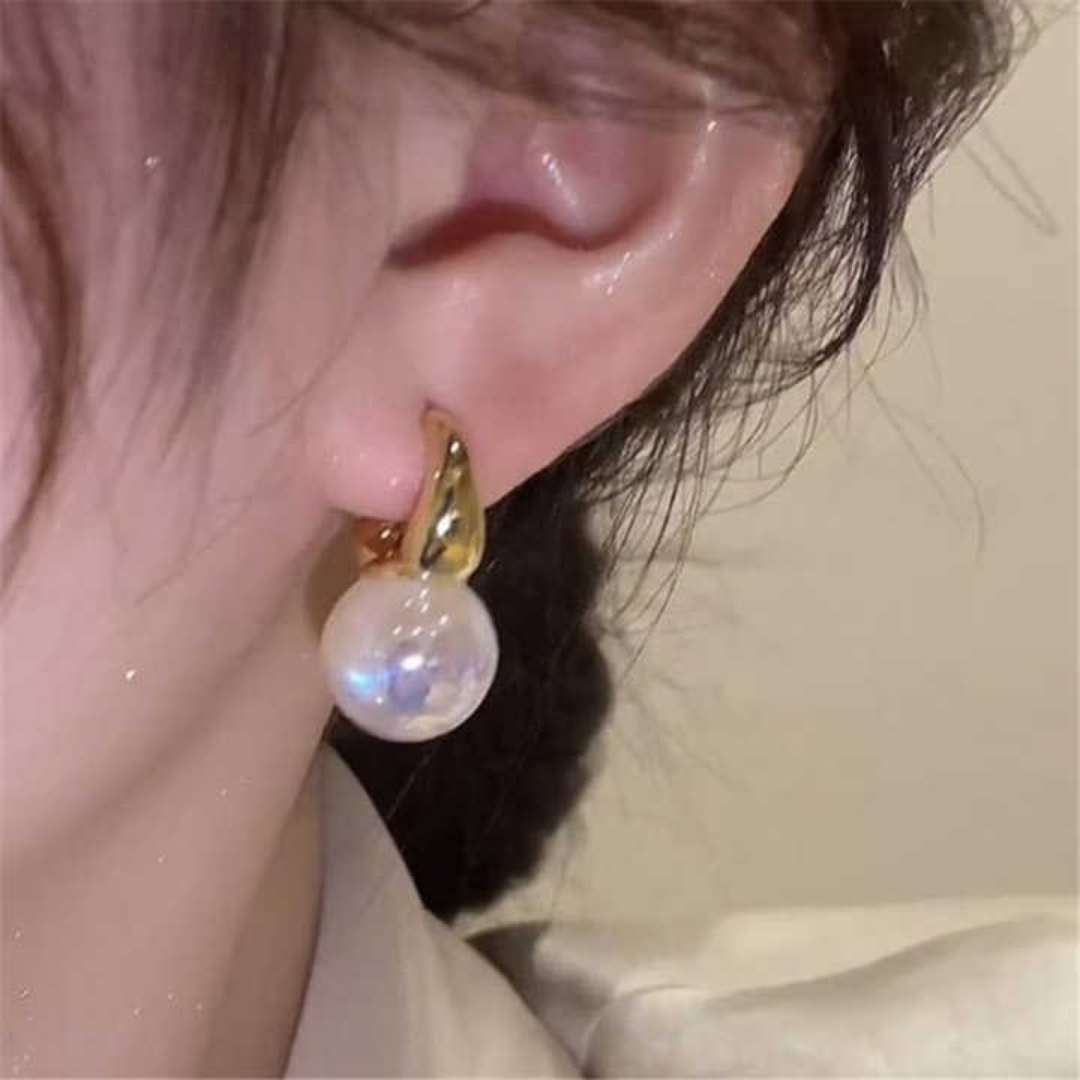 Small Pearl Hoops Earring