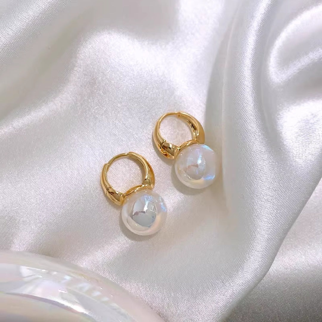 Small Pearl Hoops Earring