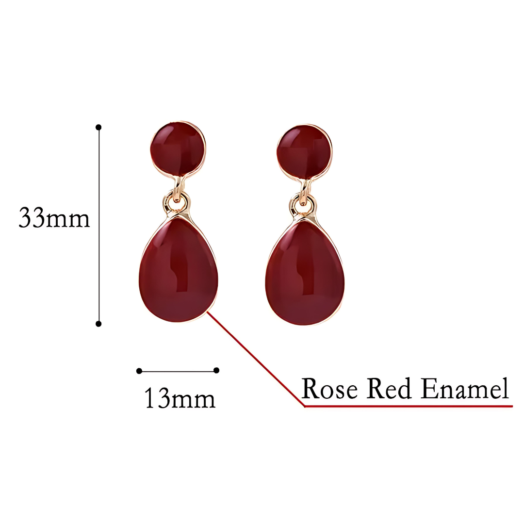 Elegant Teardrop Enamel Dangle Earrings – Gold Plated