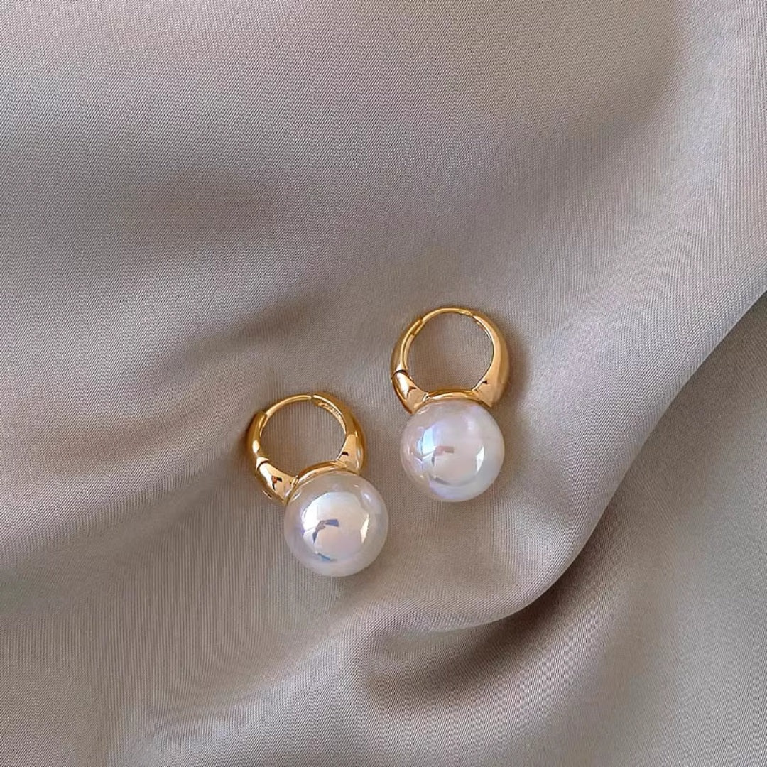 Small Pearl Hoops Earring