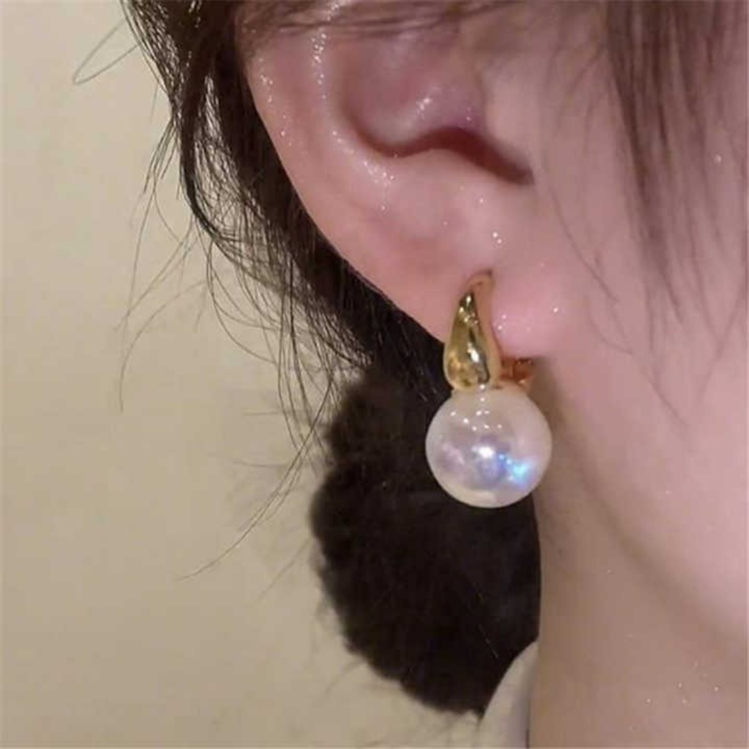 Small Pearl Hoops Earring