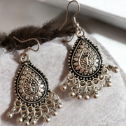 Antique Silver Teardrop Jhumka Earrings