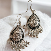 Antique Silver Teardrop Jhumka Earrings