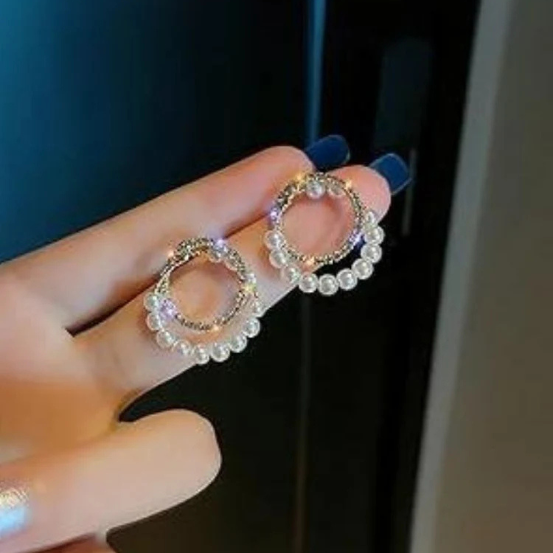 Pearl stone Luxury Hoops