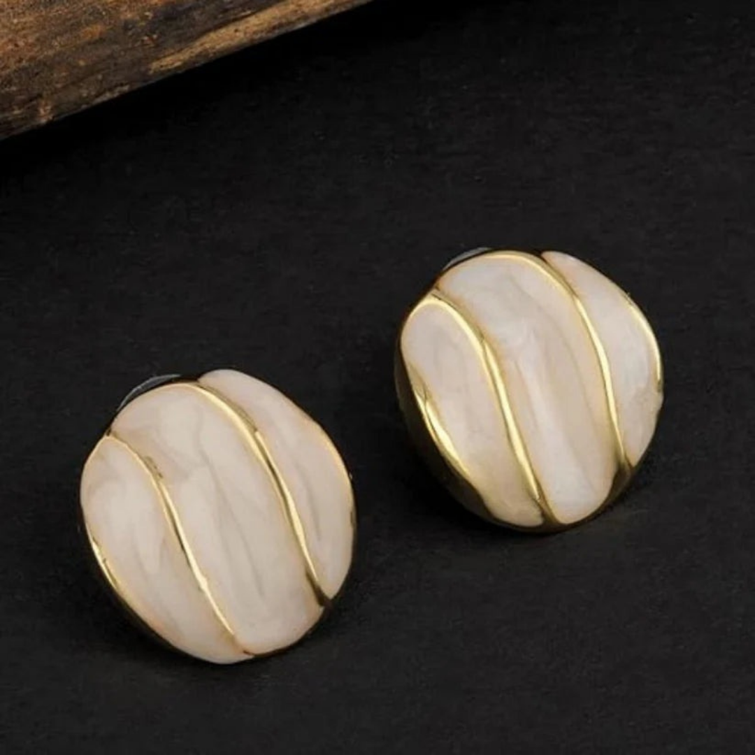 white gold leaf stud earrings