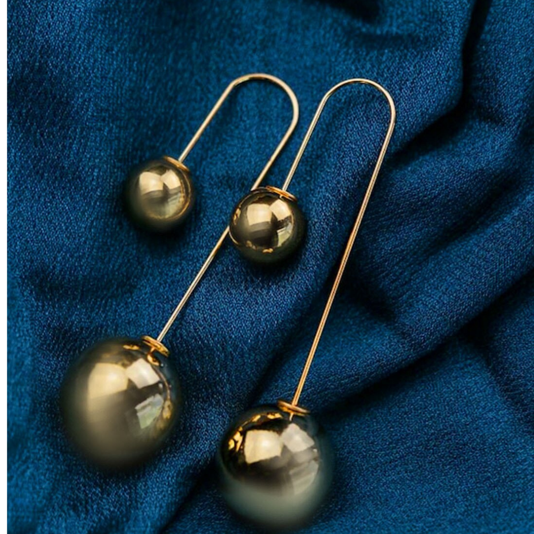 Modern Silver Sphere Drop Earrings – Sleek and Stylish