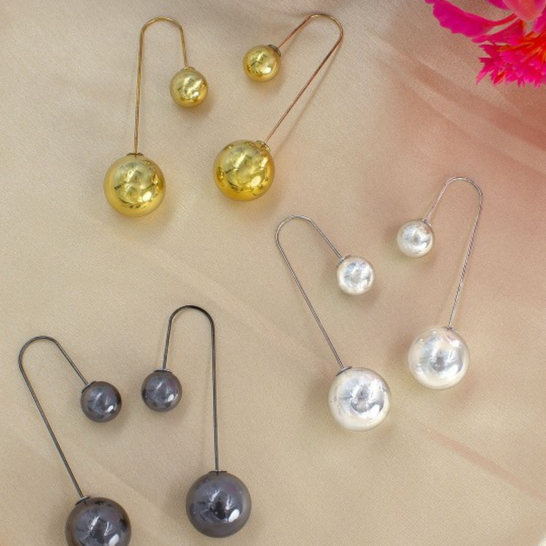 Modern Silver Sphere Drop Earrings – Sleek and Stylish