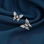 Gold Butterfly Crystal Stud Earrings