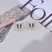 Gold Butterfly Crystal Stud Earrings