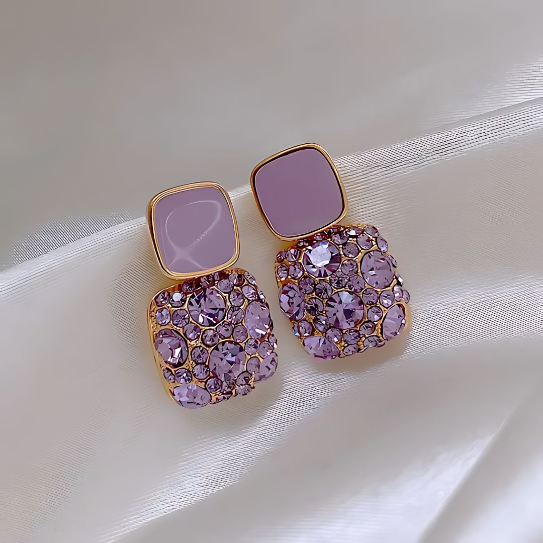 Luxury Purple Diamond Earrings