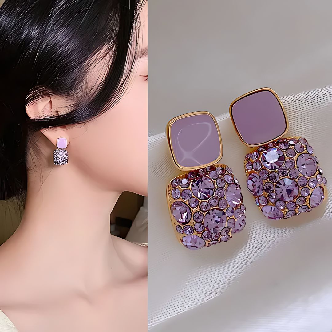 Luxury Purple Diamond Earrings