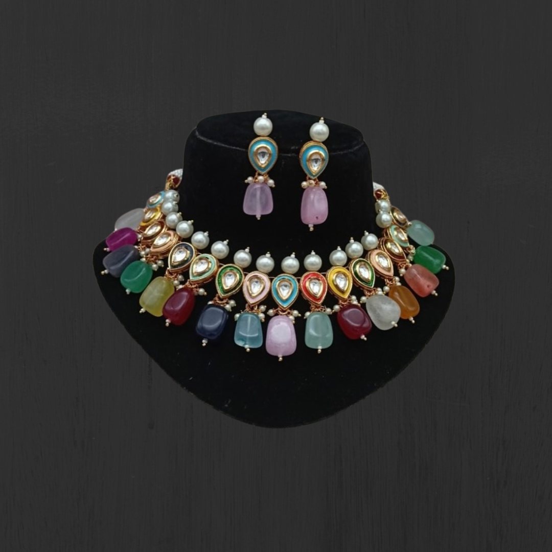 Royal Kundan Multicolor Choker Necklace Set