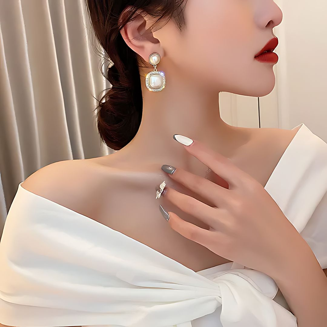 Party wear pearl stone earrings