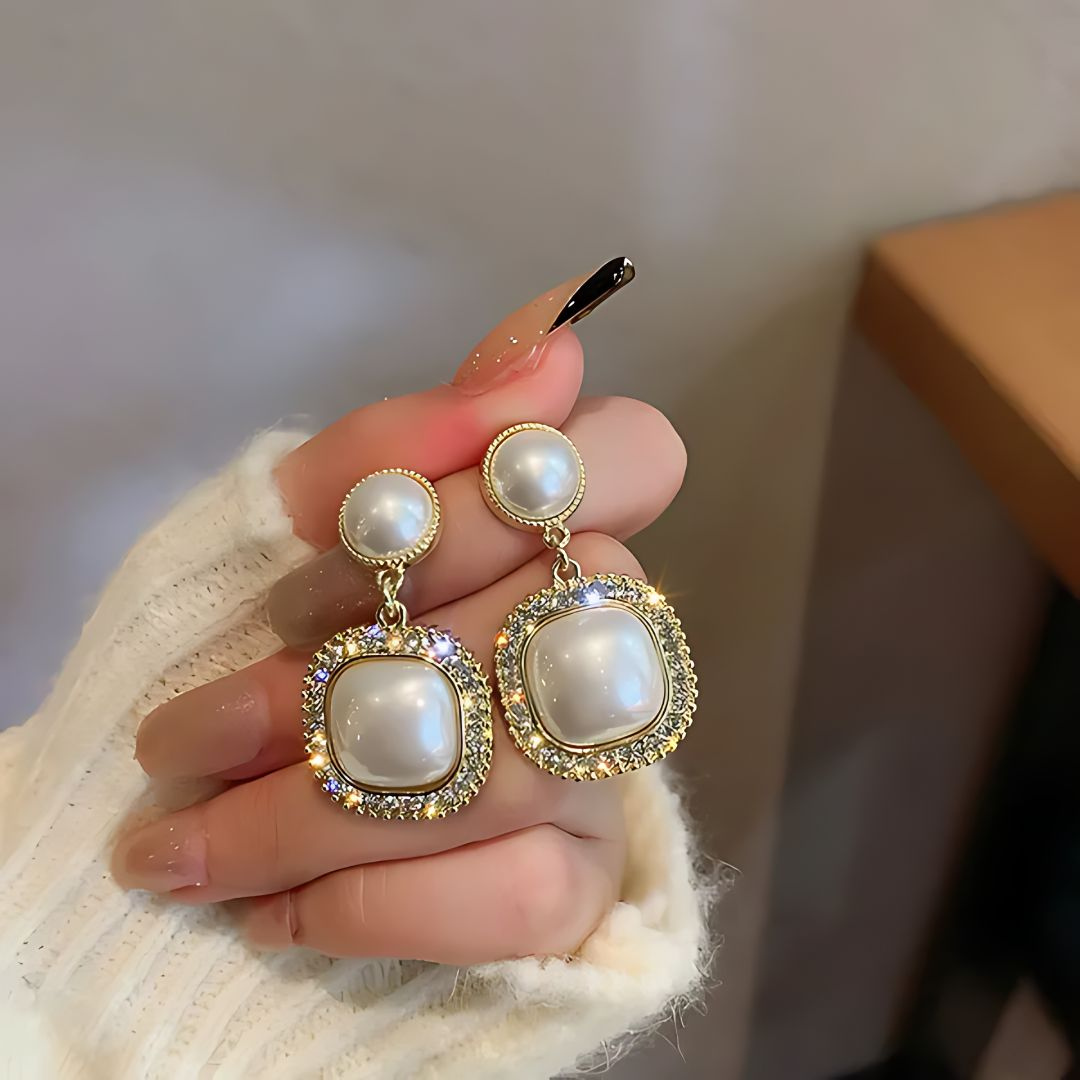 Party wear pearl stone earrings