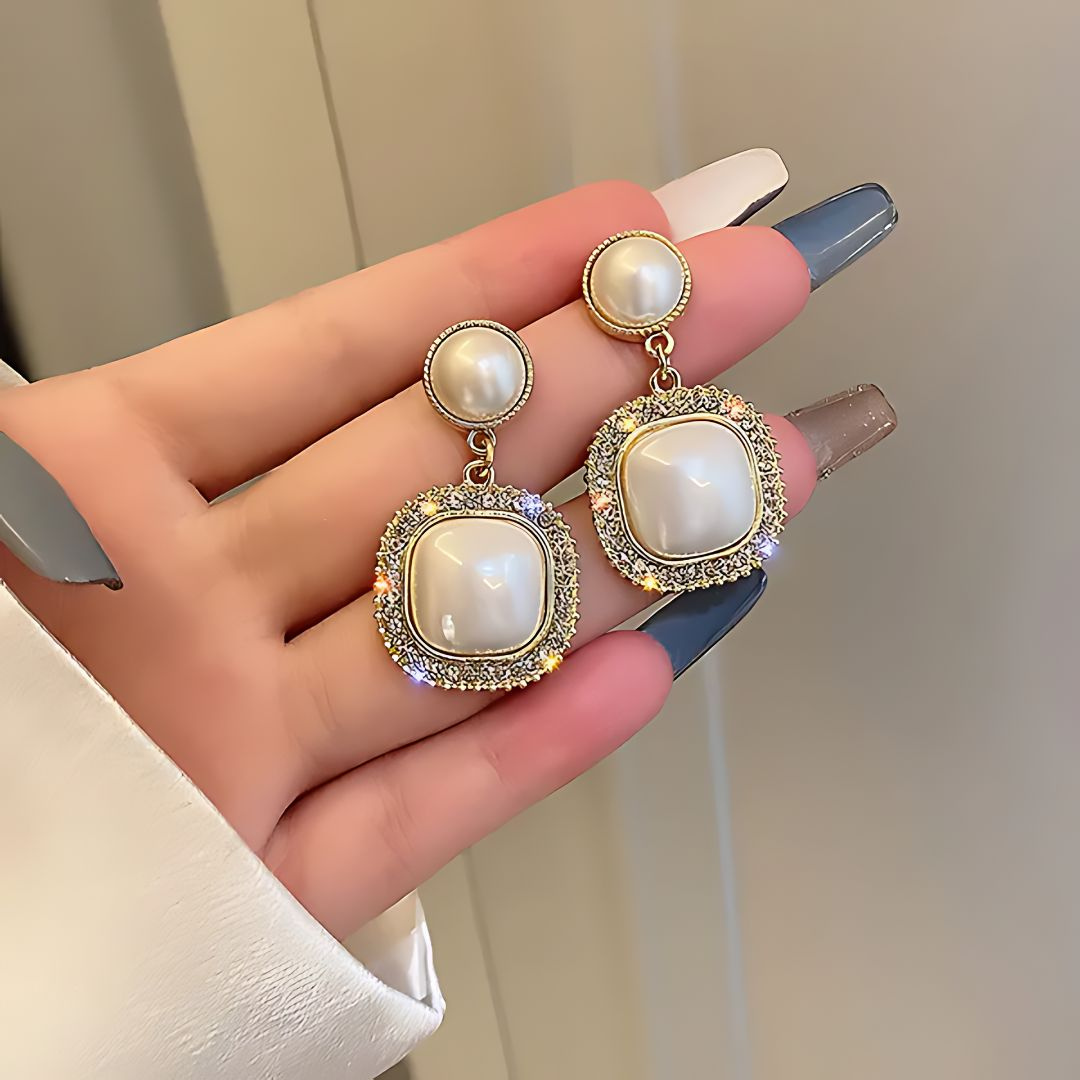 Party wear pearl stone earrings