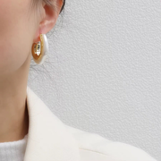 Modern Gold and Pearl Hoop Earrings