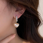 Classic Heart Pearl Drop Earrings