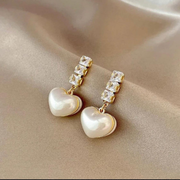 Classic Heart Pearl Drop Earrings