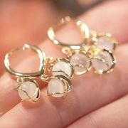 Golden Moonstone Charm Hoops