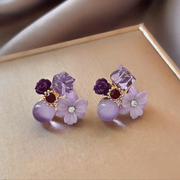 Floral Gemstone Stud Earrings