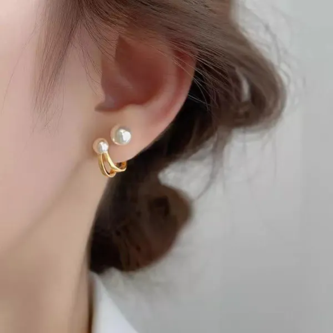 Minimalist Pearl and Gold Hoop Earrings