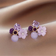 Floral Gemstone Stud Earrings