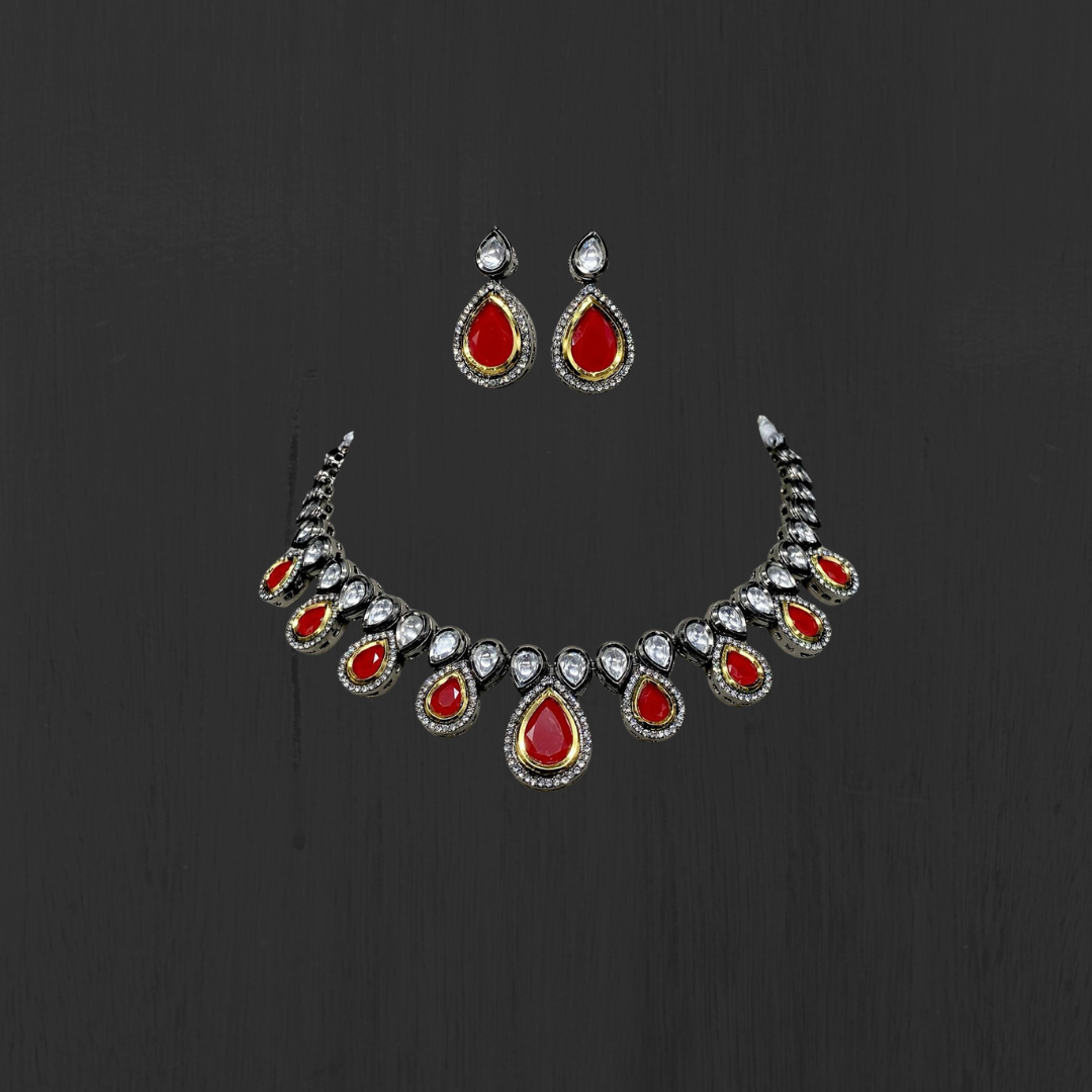 Royal Teardrop Necklace Set with Earrings