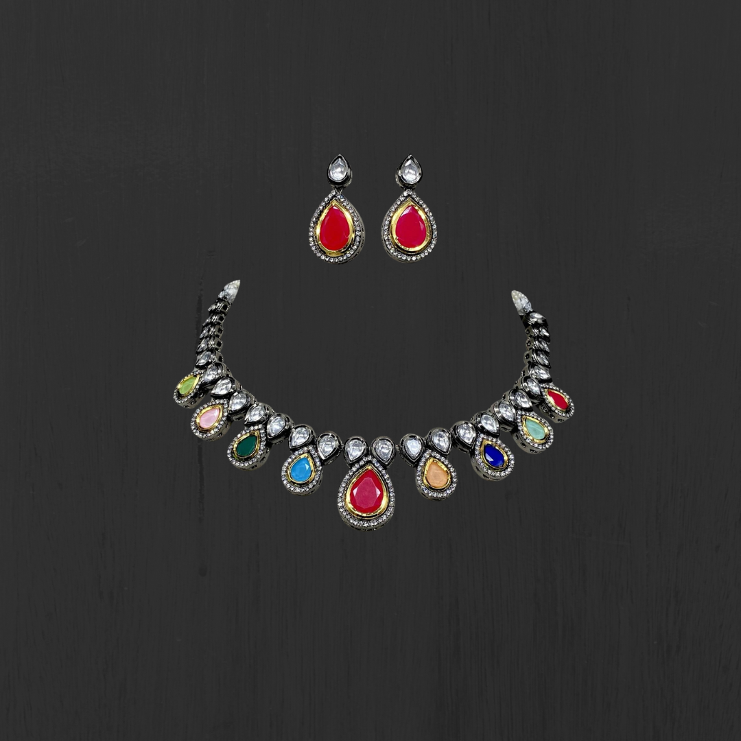 Royal Teardrop Necklace Set with Earrings