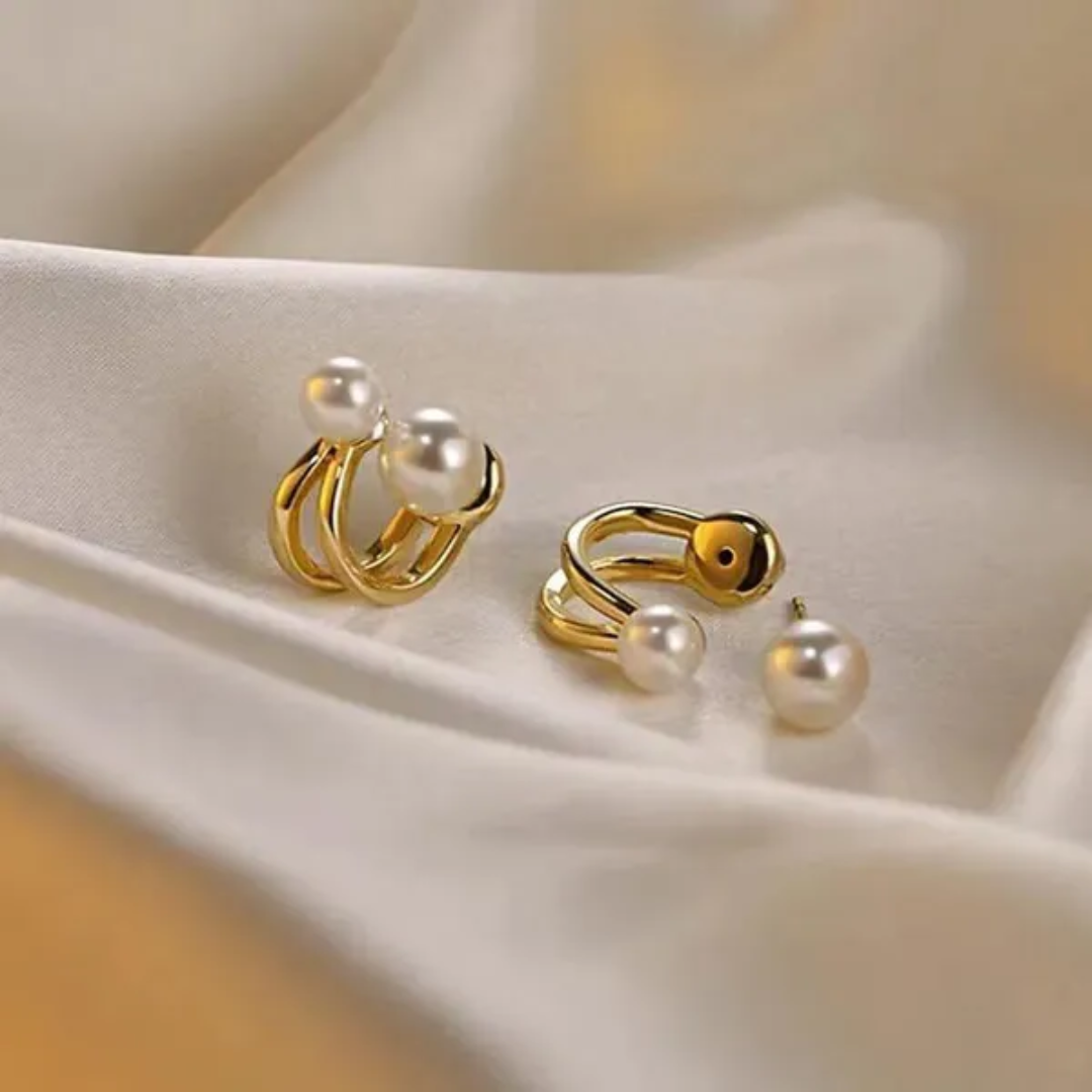 Minimalist Pearl and Gold Hoop Earrings