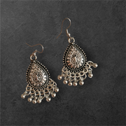 Antique Silver Teardrop Jhumka Earrings