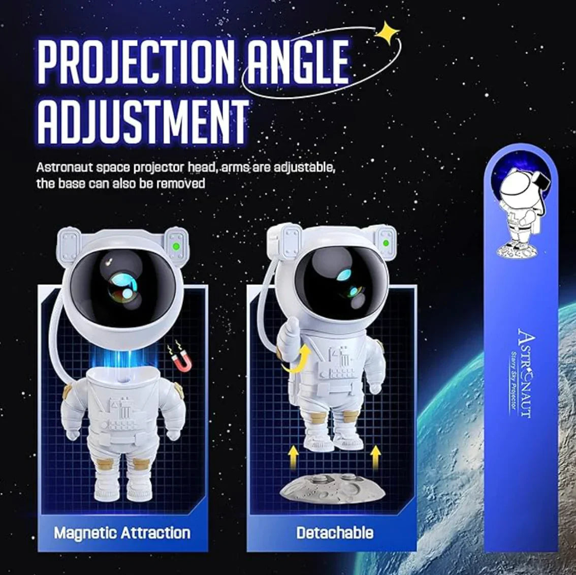 Astronaut Galaxy Projector with Remote Control 360° Adjustable Timer Night Lamp